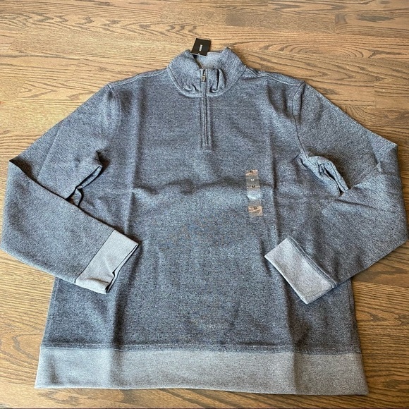 NWT Alfani 1/4 zip charcoal Heather cotton blend size medium - Picture 1 of 7